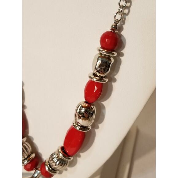 Vintage 1946 red and silver necklace b78* - Picture 9 of 12